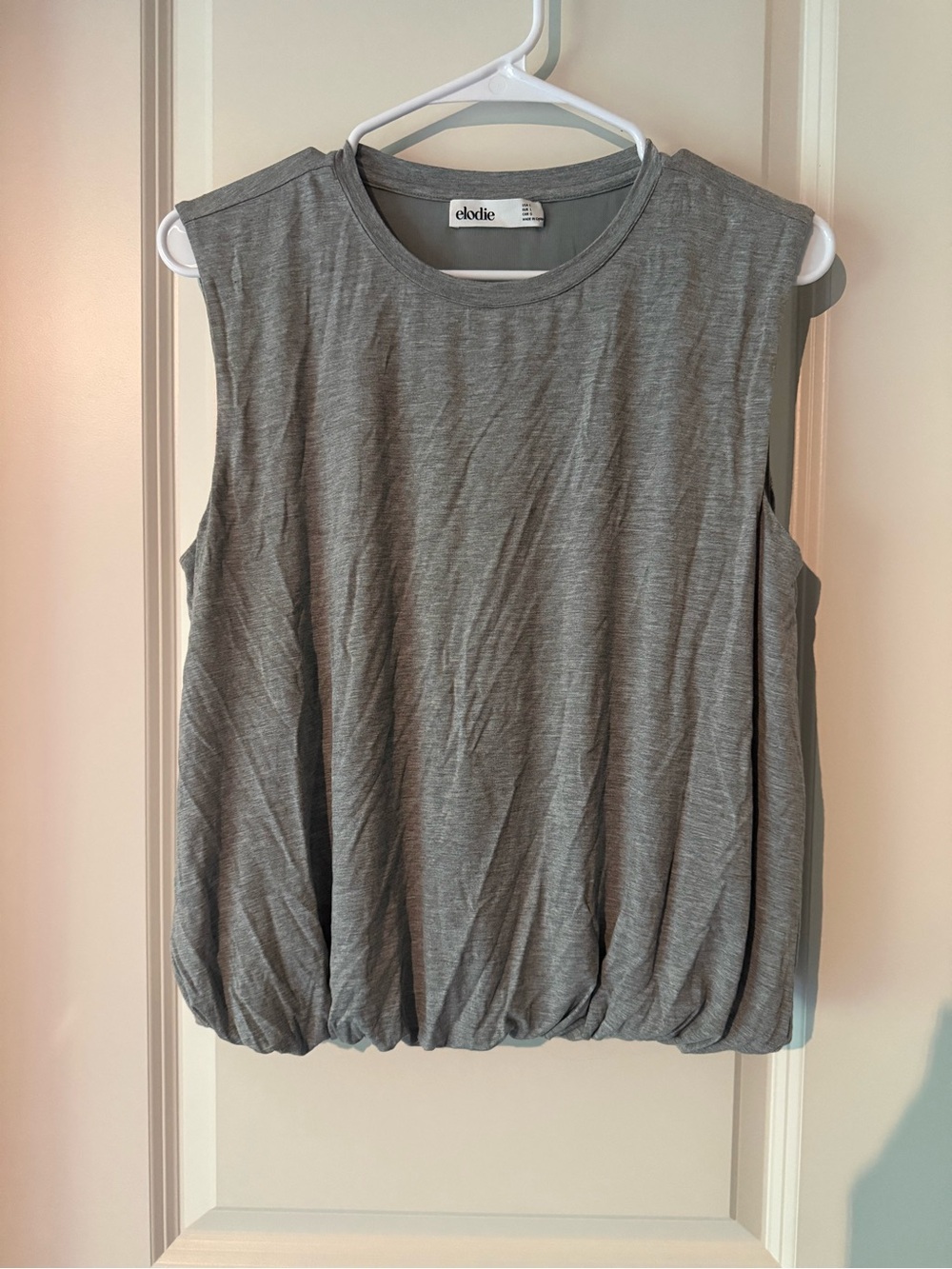 Elodie Heather Gray Sleeveless Gathered-Hem Tank
